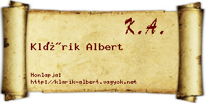 Klárik Albert névjegykártya