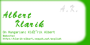 albert klarik business card